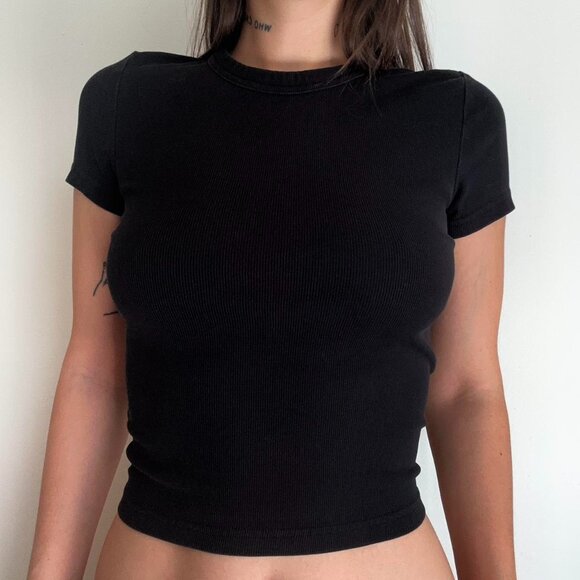 Black ribbed t-shirt cropped - Brand &Other stories - Picture 1 of 4